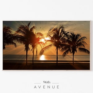 Frame TV Art | Beach Sunset Palm Trees | Digital Smart TV Art DOWNLOAD