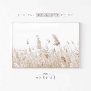 May include: A digital wall art print featuring a field of tall, dried grasses in shades of beige and white against a white background. The text "96th AVENUE" is printed below the image.