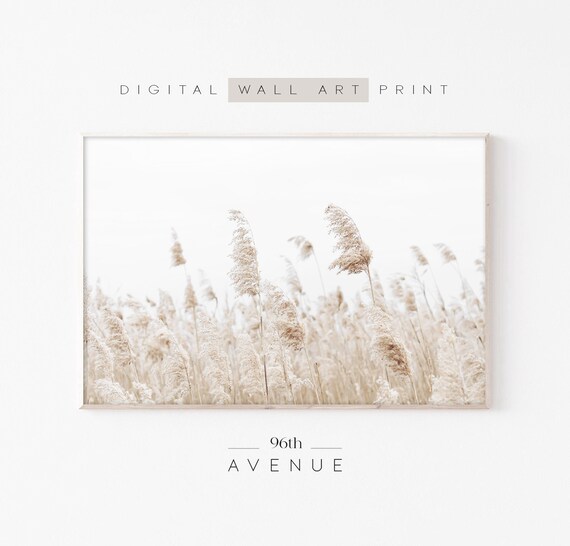 Farmhouse Grass Printable Art | Neutral Wall Decor | Beige Wall Art | Pampas Grass Print | Neutral Tones Digital Print