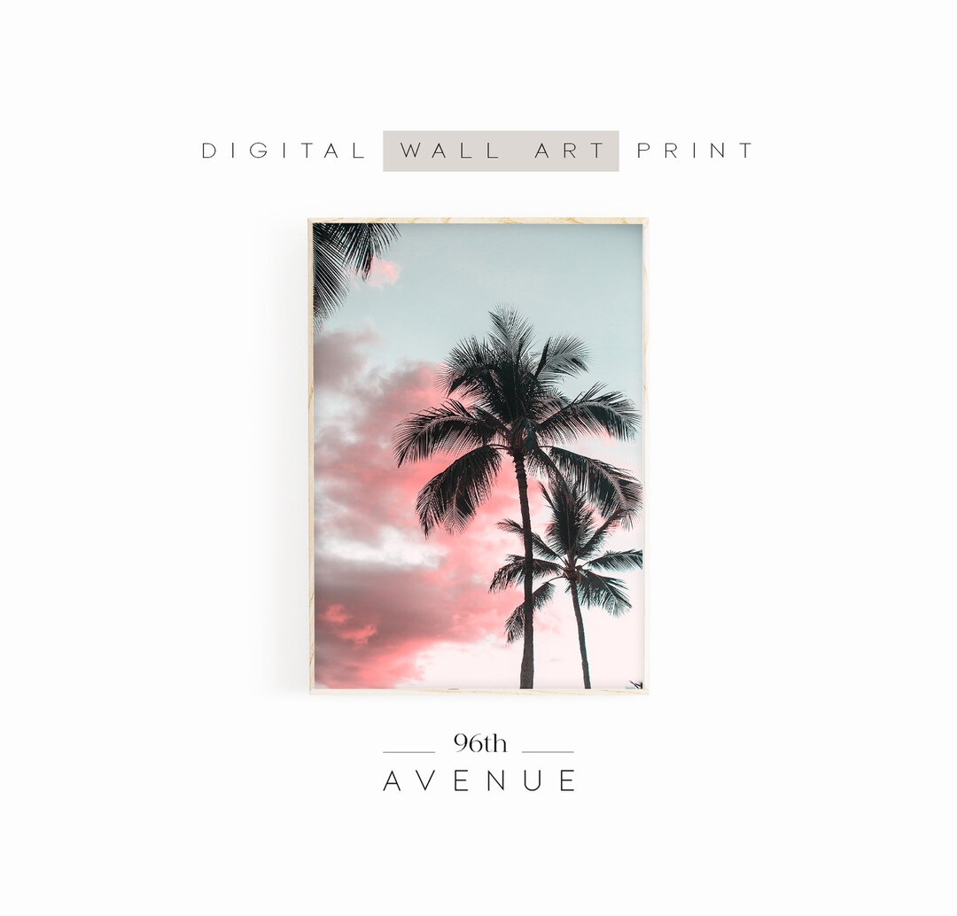 Palm Tree Print | Tropical Sunset Art | Beach Wall Art | Printable ...