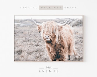 Highland Cow Print | Farm Animal Print | Farm Nursery | Downloadable Art | Cow Printable | Photography Print | Farmhouse Wall Art