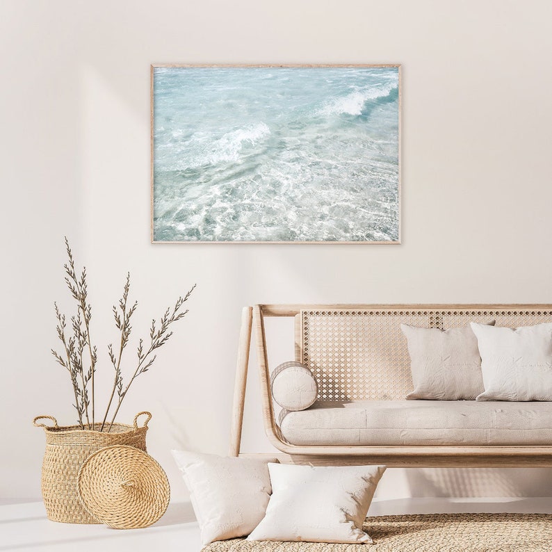 Beach Waves Print | Ocean Wall Art | Light Blue Ocean Photography ...