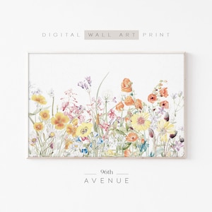 Floral Painting | Printable Wall Art | Farmhouse Decor | Flower Field | Wildflowers Art | Rustic Home Decor | Digital Download