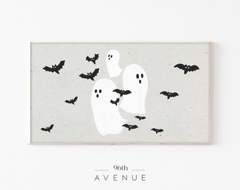 Samsung Frame TV Art | Neutral Halloween Ghosts Spooky Digital Art For TV | Instant Download