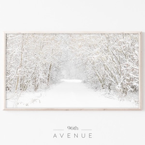 Samsung Frame TV Art | Winter Snowy Trees Digital TV Art | Snow Covered Forest | Frame TV Art | Instant Download