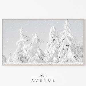 Samsung Frame TV Art | Snowy Fir Trees Digital Winter Art For TV