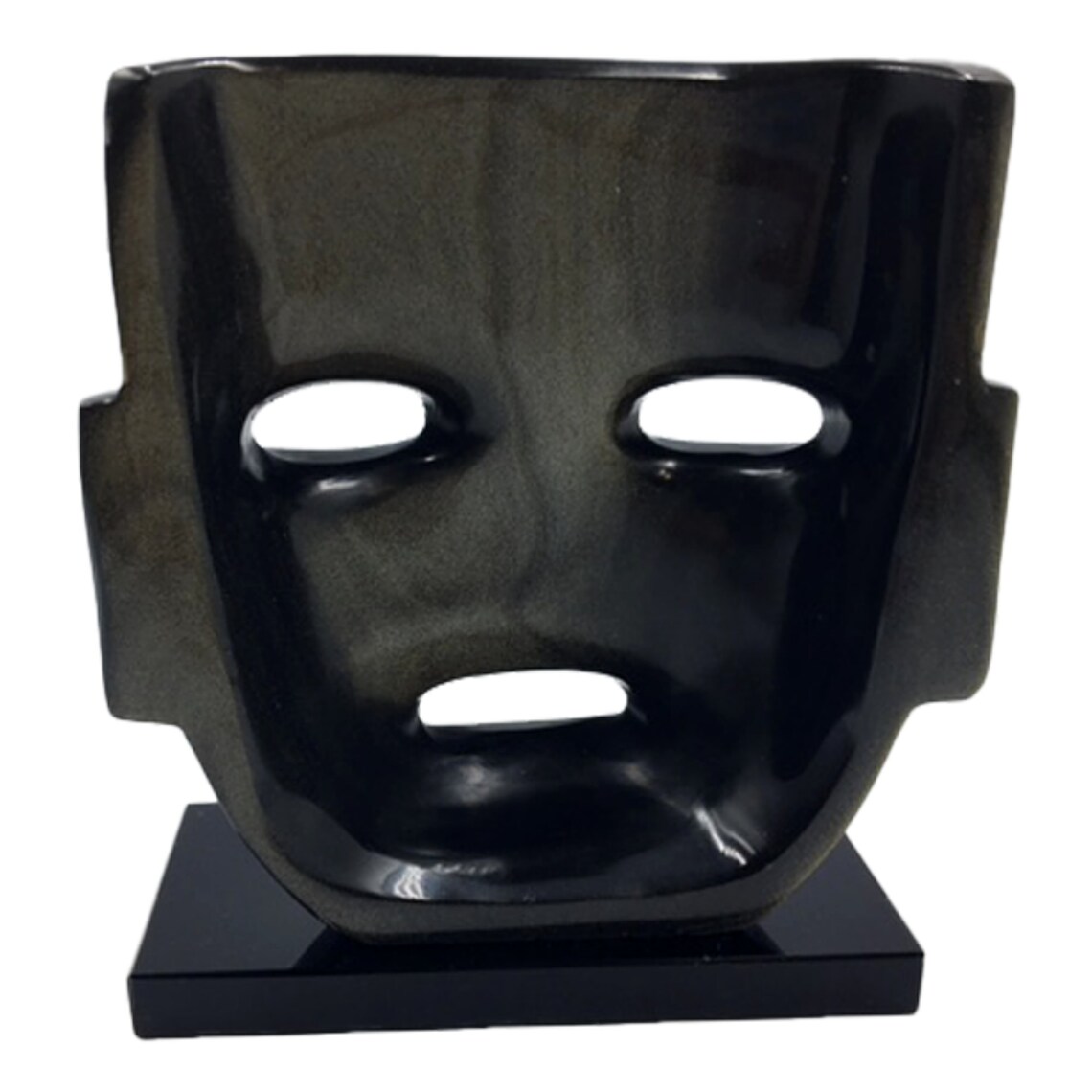 Mascara Teotihuacana. Hecha con obsidiana dorada. Con Etsy