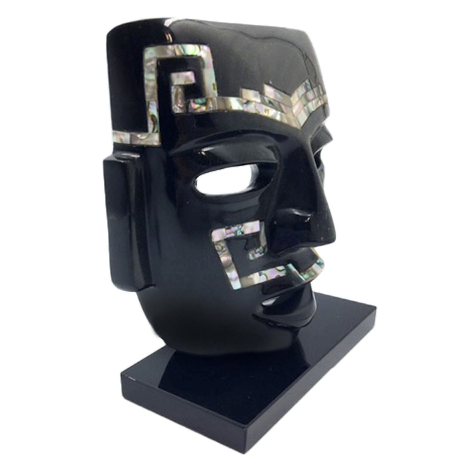 Mascara Teotihuacana. Hecha con obsidiana dorada. Con Etsy