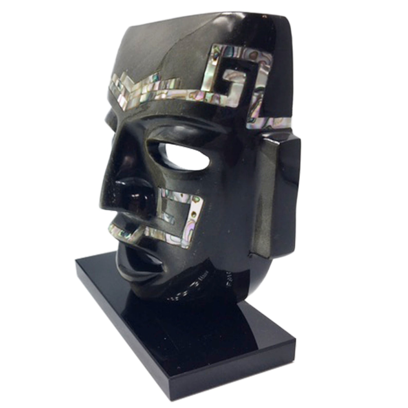 Mascara Teotihuacana. Hecha con obsidiana dorada. Con Etsy