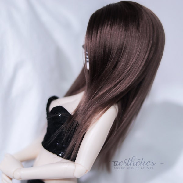 Perruque Minifee brun foncé MSD 7-8 pouces BJD Doll avec capuchon flexible