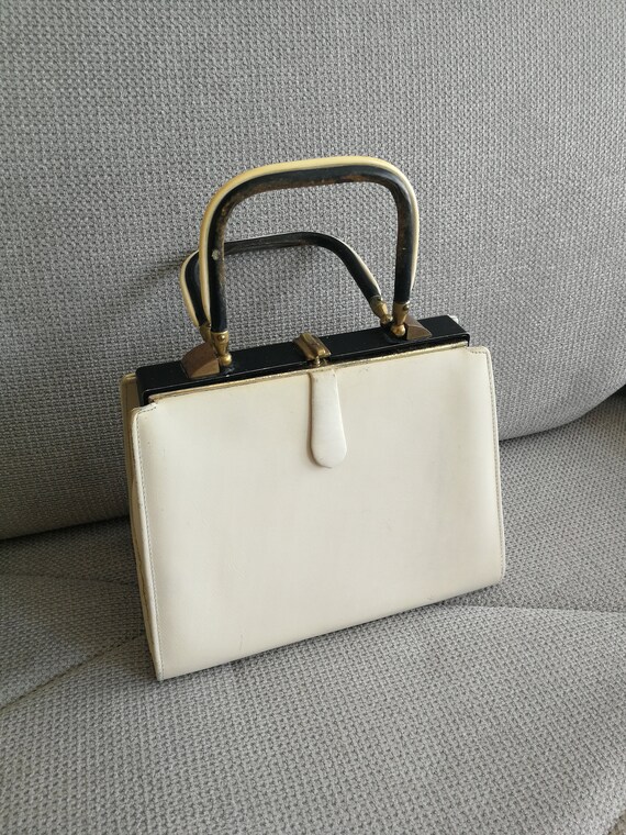 White and black retro vintage 50's/60's classy bag