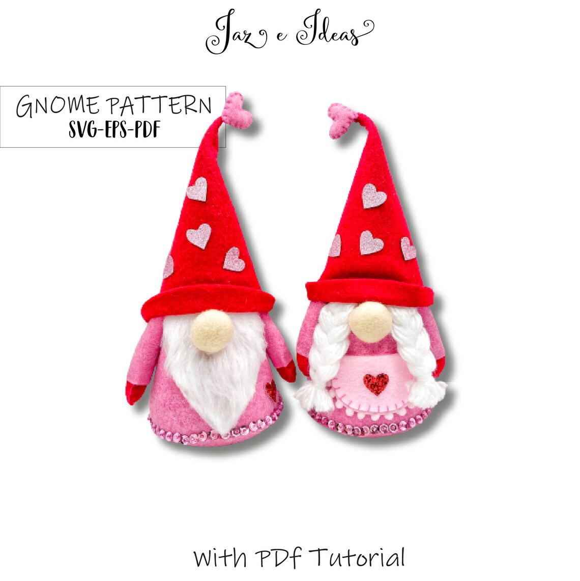 Valentines Gnome Pattern Felt Gnome Pattern Valentines Etsy