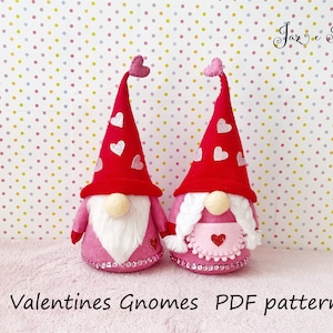 Valentines couple gnome pattern, felt gnome pattern, valentines patterns, family gnome pdf pattern