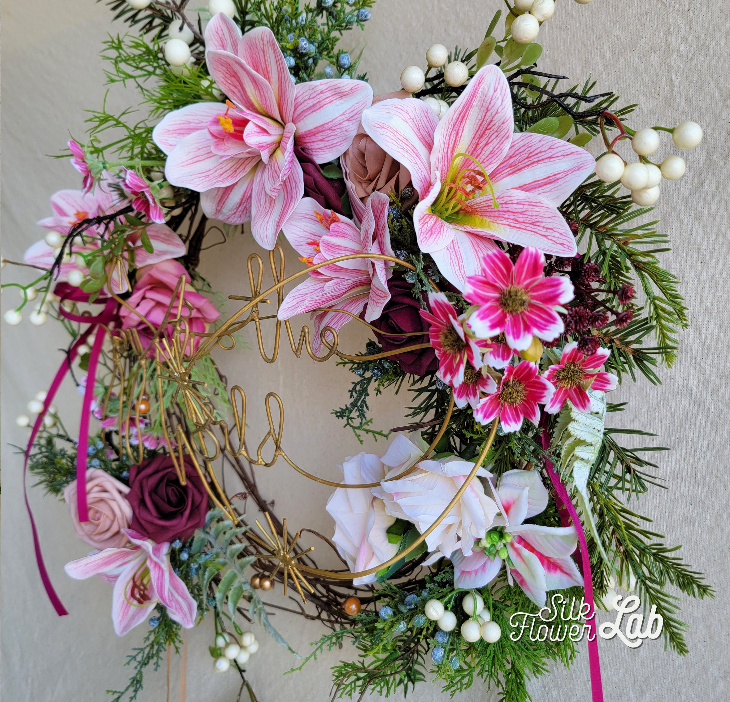 Christmas Amaryllis Wreath Real Touch Amaryllis Joy to the Etsy