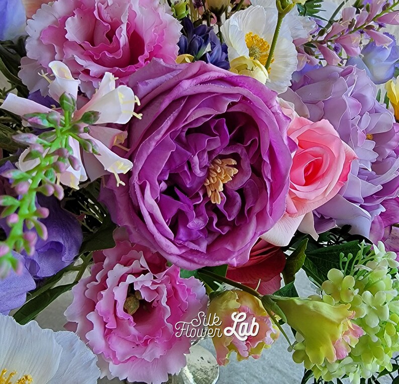 Premium Silk Flower Arrangement Real Touch Peony Faux David Etsy