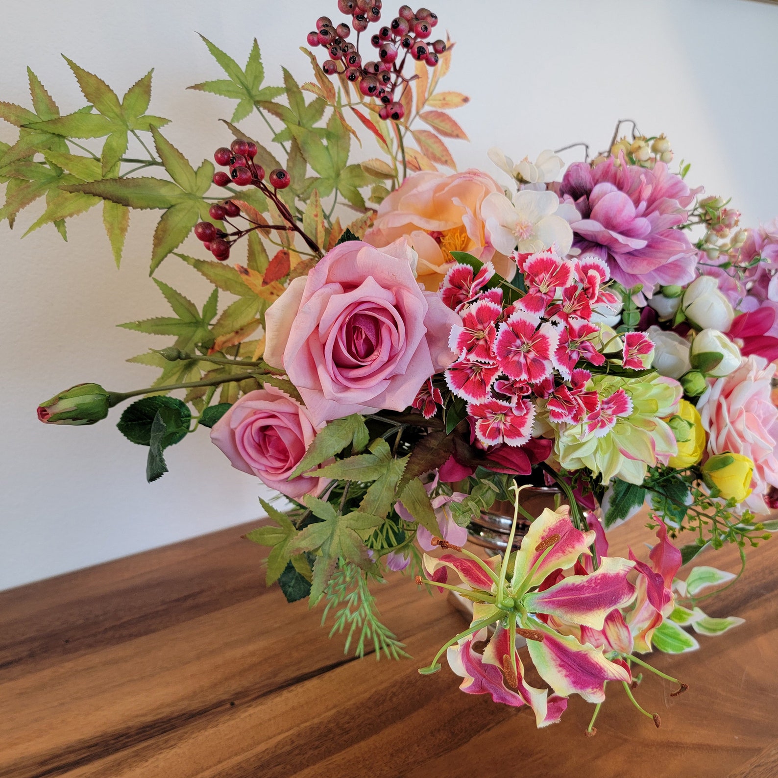 Premium fake silk flower arrangement real touch artificial Etsy