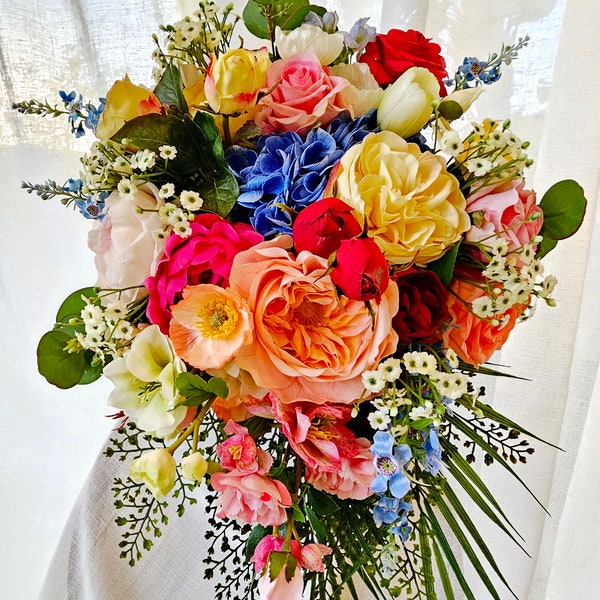 Real-touch premium artificial flower wedding bouquet, realistic fake flower bouquet, summer bouquet, spring bouquet