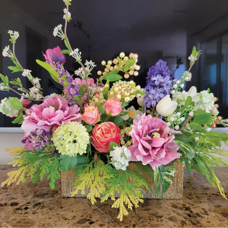 Premium Artificial Flower Arrangement With Real Touch Tulips Etsy