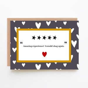 Five Stars, I Would Shag Again, Valentine&#39;s Card, Funny Love Card, Digital Download, Printable, Free Printable Envelope Template Included