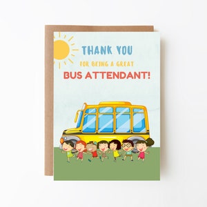 Bus begeleider bedankkaart, bedankt dat je een geweldige bus begeleider bent, digitale download, afdrukbaar, gratis afdrukbare envelopsjabloon inbegrepen