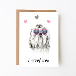 I Woof You, Shih Tzu, Love, Carte de voeux, Anniversaire, Du chien, Téléchargement numérique, Imprimable, Modèle d'enveloppe imprimable gratuit inclus