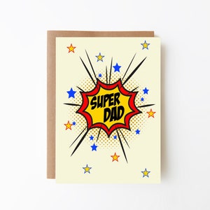 Super pai, cartão comemorativo, cartão comemorativo do dia dos pais, aniversário do pai, super-herói, download digital, modelo de envelope gratuito para impressão incluído