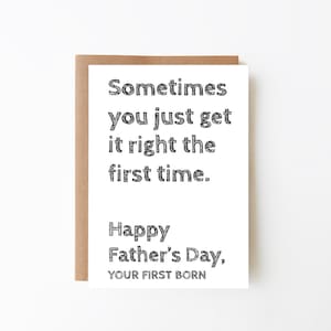 Soms heb je het gewoon de eerste keer goed, grappige vaderdagkaart, digitale download, gratis afdrukbare envelopsjabloon inbegrepen