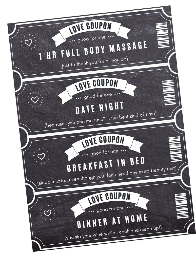 Love Coupons, Black and White Coupons, Eight Love Coupons, Printable ...
