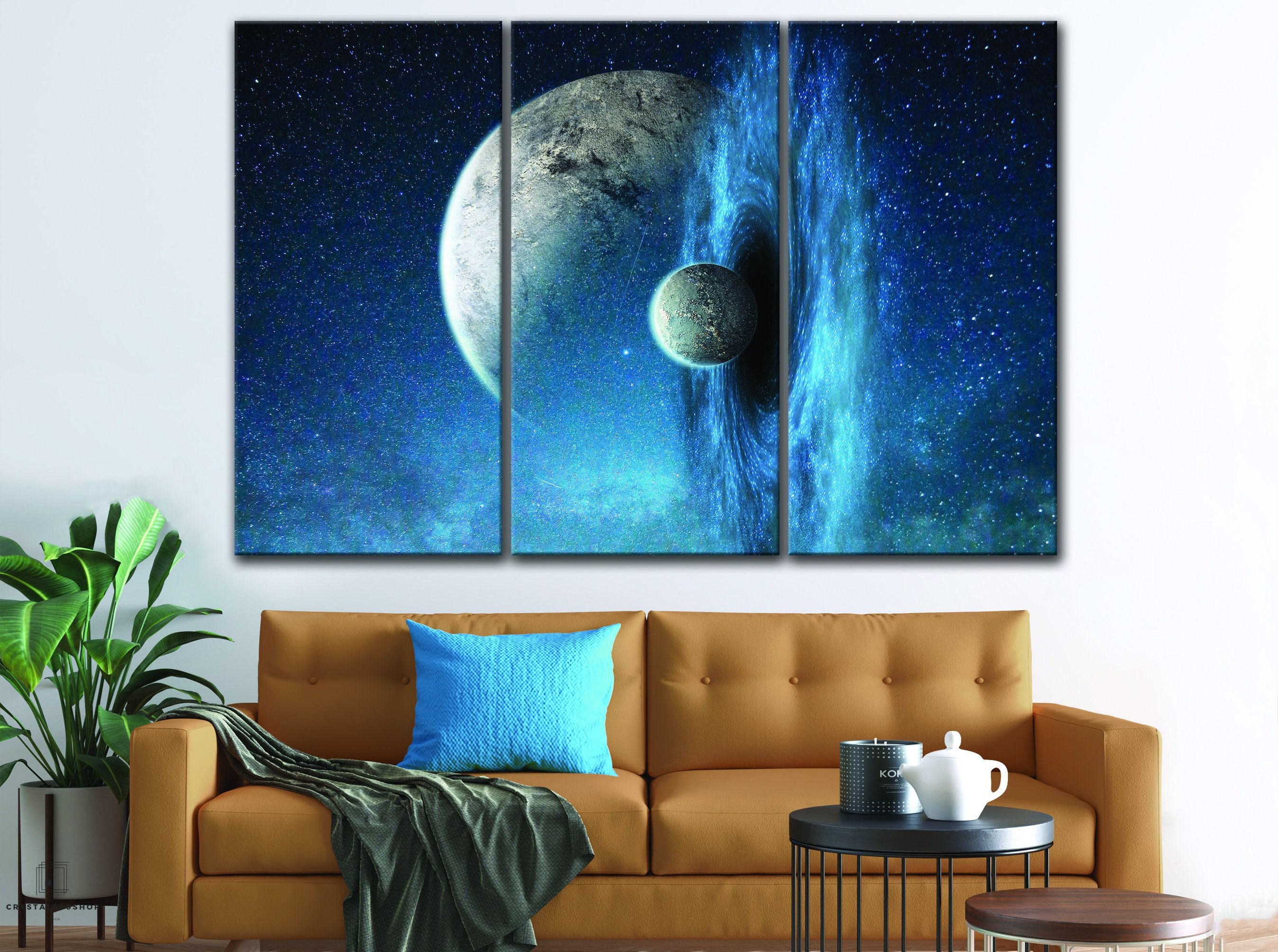 Planet Earth Astronomy Wall Art Space Universe 3 5 Pieces | Etsy
