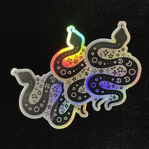 Etiqueta holográfica da serpente celestial || adesivo de vinil