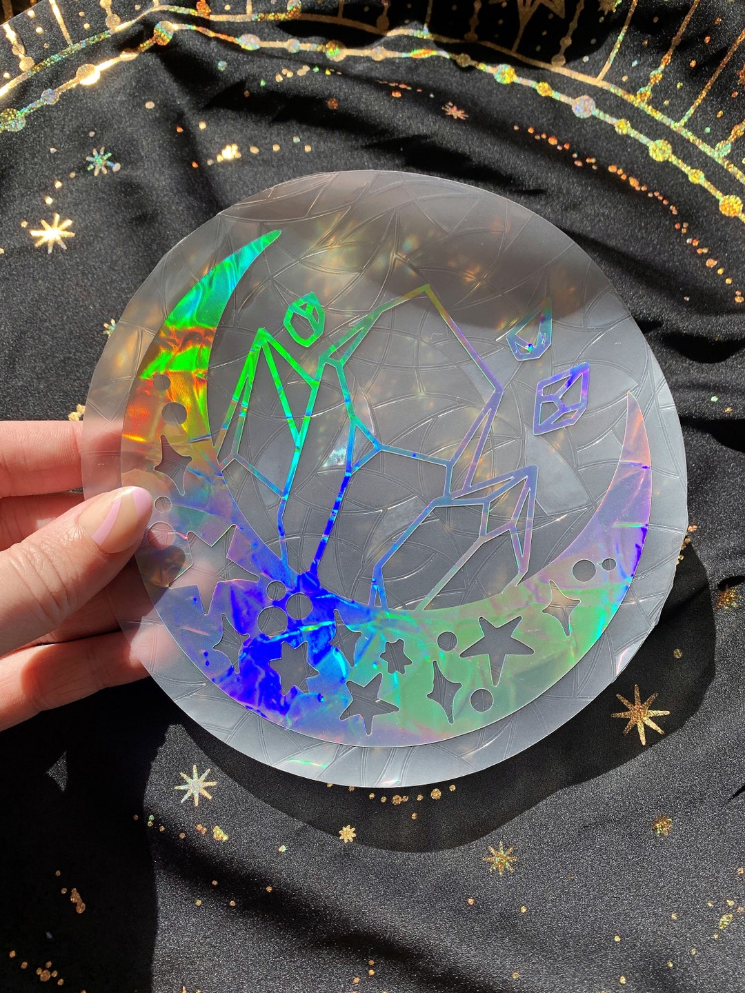 Crystal Moon Suncatcher Holographic Suncatcher Vinyl Etsy New Zealand
