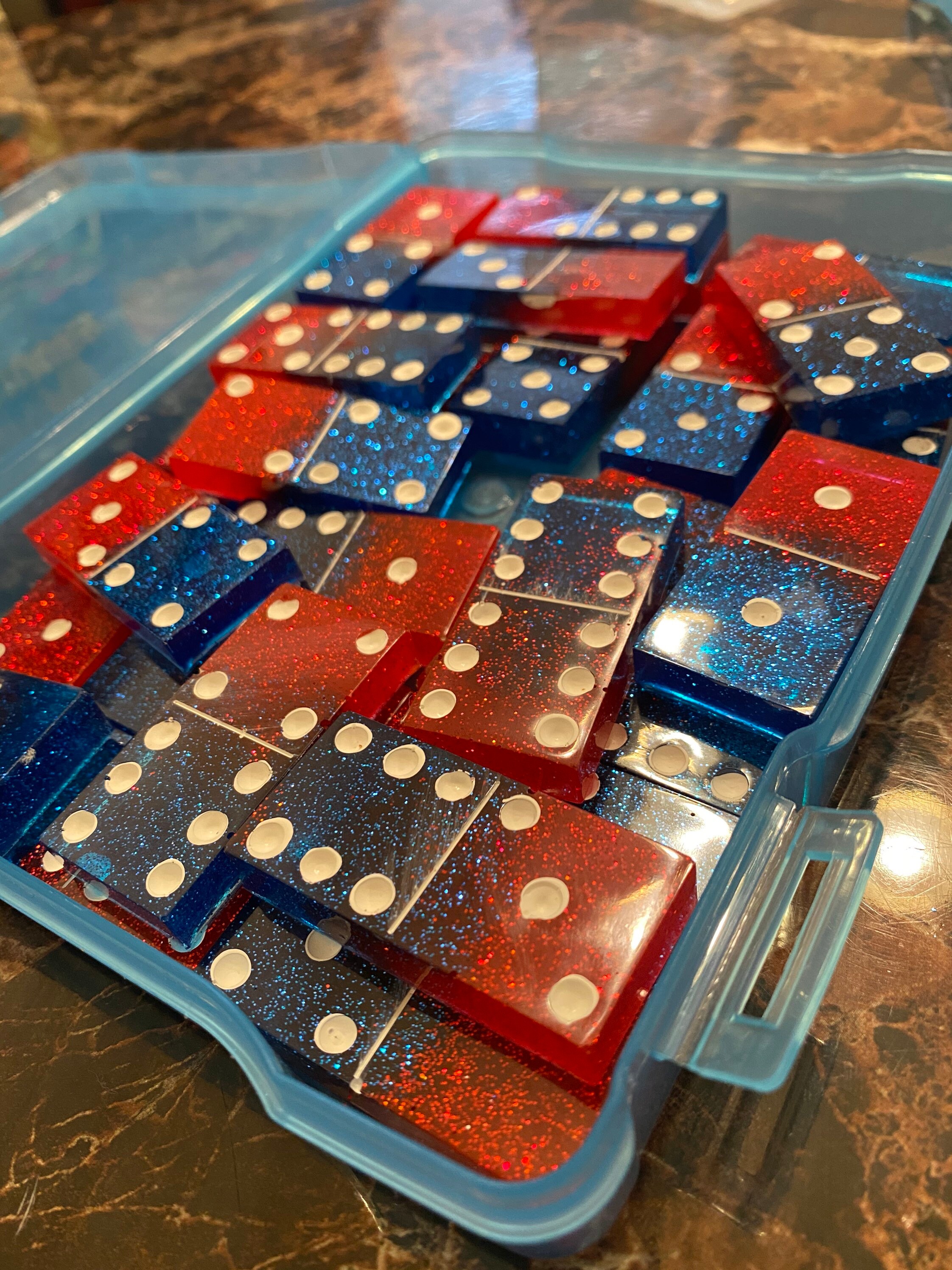 Red and blue Dominos Etsy