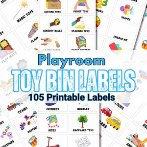 Printable Toy Bin Labels | 105 Minimalist Kids Toy Organizer Labels | Playroom Organization | Toy Box Labels PDF | Kids Fun Activity