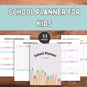 Schulplaner für Kinder, Wochenplaner, Wochenplaner & Ziele, Wochenplaner, Hausaufgaben Planer, Back to School PDF Download