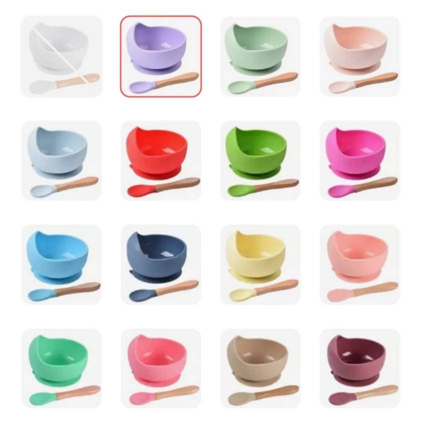 Baby silicone baby bowl and spoon set. BPA free silicone Etsy