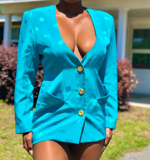 Teal Polka Dot Blazer