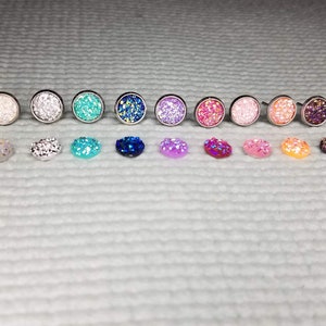 Faux Druzy Resin Earrings- 8mm, Multiple Colors, Stud Earrings, Stainless Steel
