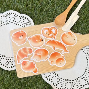 Pegatinas de animales de panadería / Pan kawaii • Pasteles horneados • Pegatina troquelada • Mate o brillante • Hecho a mano