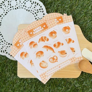 Hojas de pegatinas de panadería de animales / Panadería Kawaii • Pastelería horneada • Hoja de pegatinas • Mate • Troquelado • Hecho a mano