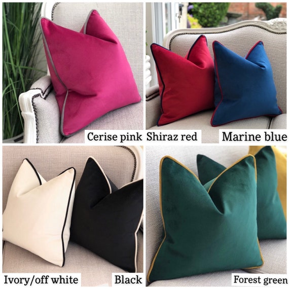 Custom Velvet Cushion Covers Bespoke Pillow Cover With Piped Edge/trim 12 X  18, 12 X 24,16,18,20,22,24,26 40,24,50,55,60,65cm - Etsy