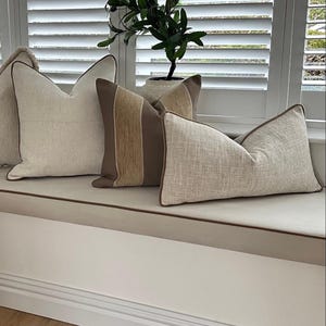 Striped Beige Cushion Cover - Beige Throw Pillows Cover - Neutral Home Decor