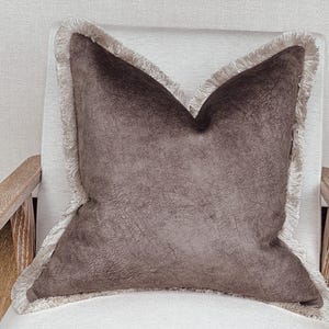Luxury Mocha Brown Cushion Cover - Neutral Home Decor - Custom Throw Pillow - Customisable Fringe - All Sizes - MOCHA MIST image 2