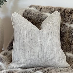 Natural Cushion Cover with Piping - Luxury Neutral Pillow - Modern Home Decor - | PURE