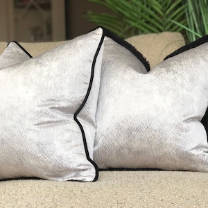 Silver Cushion Cover with Fringe or Piped Edge - Handmade in the UK - All Sizes