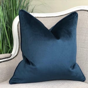 Blue Velvet Cushion Cover - Blue Bespoke Throw Pillow Cover | PACIFIC