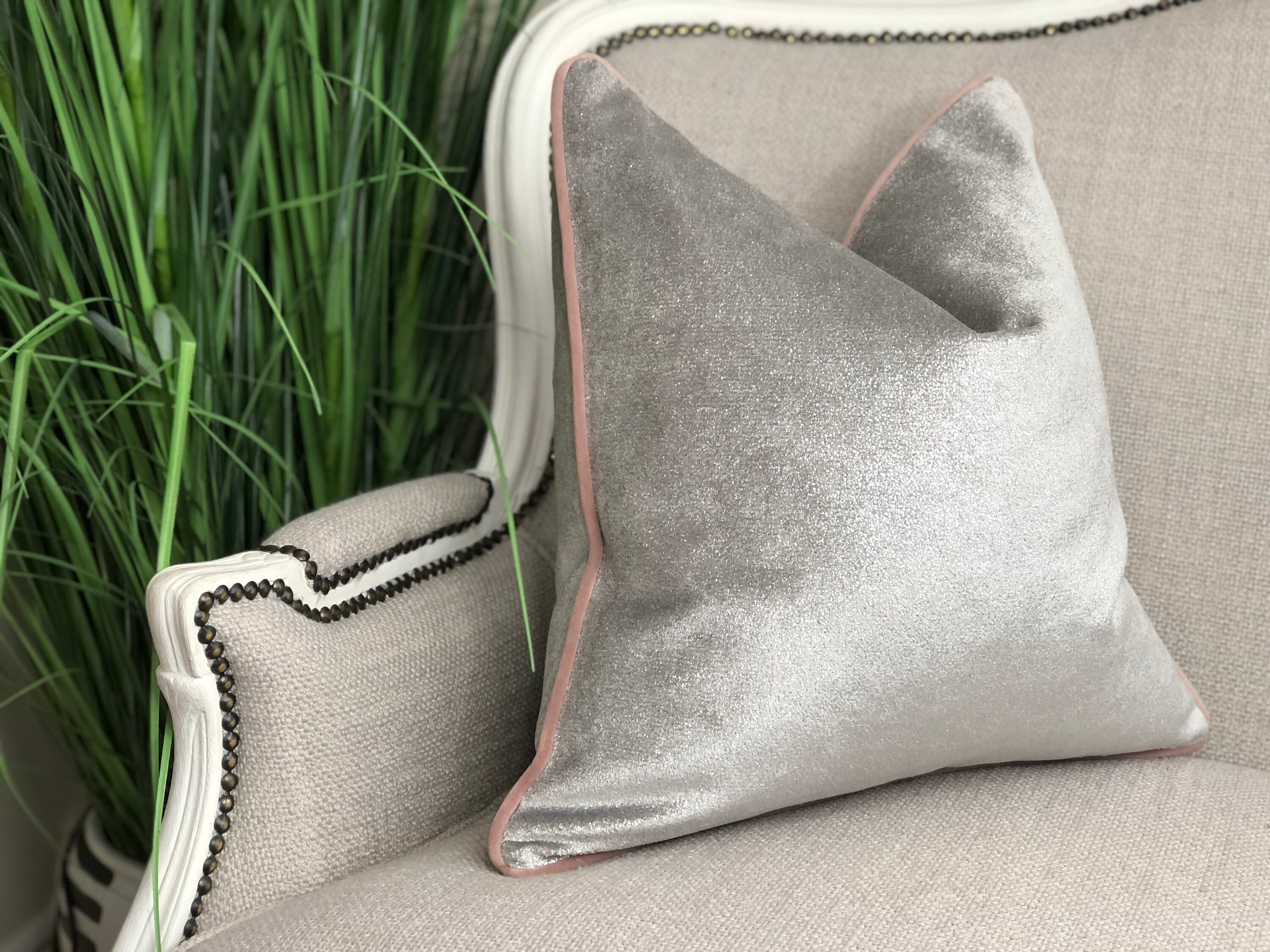 Metallic silver pillow sale