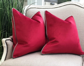 Red Velvet Cushion Cover - Custom Throw Pillow Cover| SHIRAZ RED