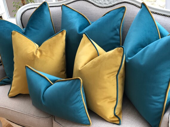 Teal and gold cushion covers cheap