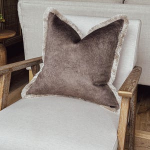 Luxury Brown Cushion Cover - Neutral Home Decor - Custom Throw Pillow - Fringed or Piped Options - All Sizes - MOCHA MIST