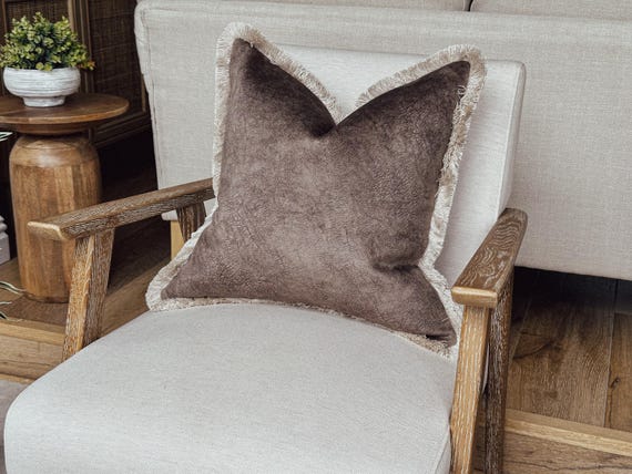 Luxury Brown Cushion Cover - Neutral Home Decor - Custom Throw Pillow - Fringed or Piped Options - All Sizes - MOCHA MIST